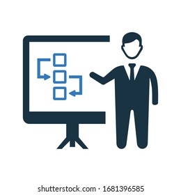 Icono de planificación, estrategia, estructura de flujo de trabajo