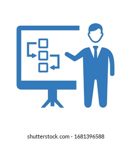 Planning icon, strategy, workflow structure, blue