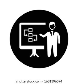 Planning icon, strategy, workflow structure, black 
