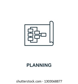 Planning icon. Thin outline creative Planning design from soft skills collection. Web design, apps, software and print usage.