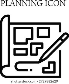 Planning icon vector illustration. Business strategy, task management, timeline and organization concept.