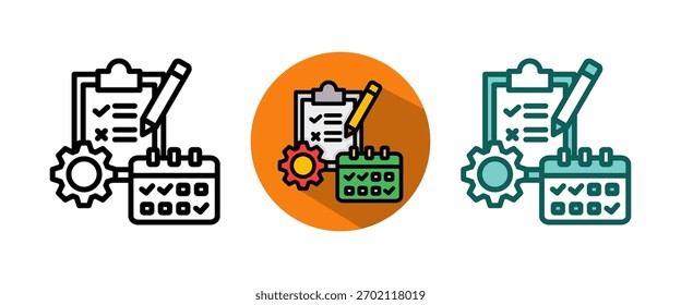 Planning Icon whitegreen Vector Illustration