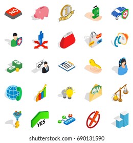 Planning icons set. Isometric set of 25 planning vector icons for web isolated on white background