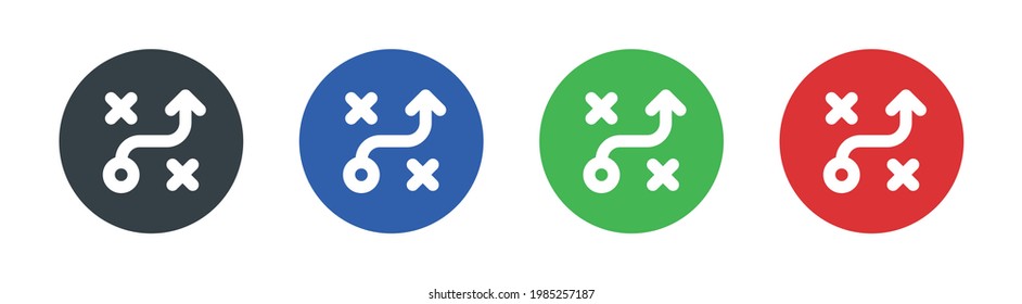 Iconos de planificación establecidos en la ilustración vectorial de diseño de círculo. Concepto de estrategia empresarial