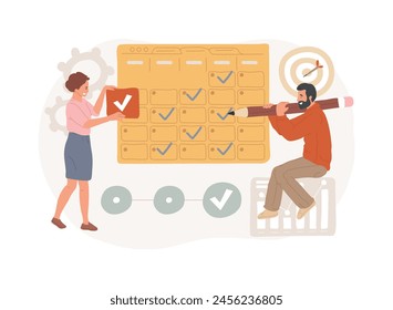 Planning isolated concept vector illustration. Future plan, project stages, risk management, planning process, problem prevention, make arrangement, organization, achieve goal vector concept.