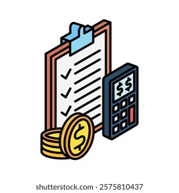 Planning isometric 3D color line. use for modern concept, print, UI, UX kit, web and app development. Vector EPS 10, related to education, business, finance, investment.