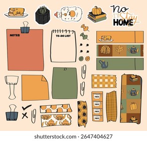 planning and journaling stickers, memo pads, and planner pages with an autumn theme