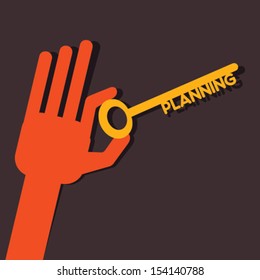 planning key in hand stock vector