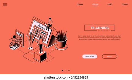 Planning - Line Design Style Isometric Web Banner