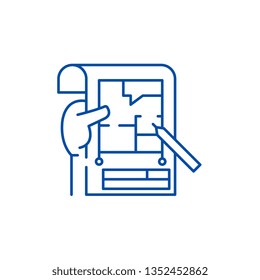 Planning line icon concept. Planning flat  vector symbol, sign, outline illustration.