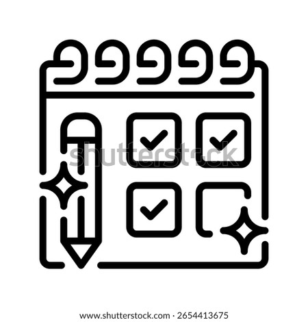 Planning Line Icon, Outline Symbol for Strategic Arrangement, Project Organization, Future Preparation, Task Scheduling, and Blueprint Creation. Vector Sign Icon.