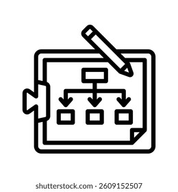 Planning Line Vector Illustration On White Background.
