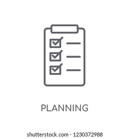 Planning linear icon. Modern outline Planning logo concept on white background from Human Resources collection. Suitable for use on web apps, mobile apps and print media.