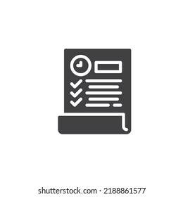 Planning list vector icon. filled flat sign for mobile concept and web design. Business planning glyph icon. Symbol, logo illustration. Vector graphics
