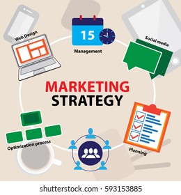 Planning marketing strategy vector illustration.