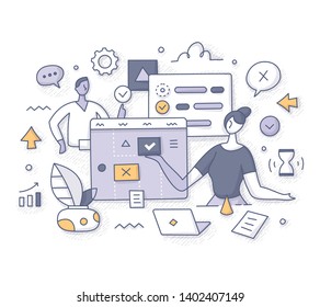Planning & marking tasks on board, making schedule, organizing working process, noting completed tasks. Agile project plan. Task and time management concept