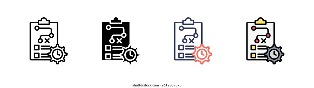 Planning Multi Style Icon Set Vector