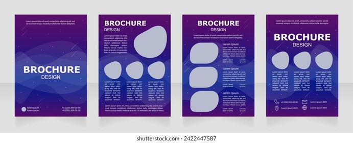 Planning night of stargazing blank brochure design. Template set with copy space for text. Premade corporate reports collection. Editable 4 paper pages. Arial Black, Regular fonts used