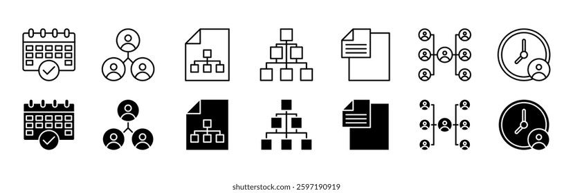 Planning and organization icon set isolated on white background vector illustration