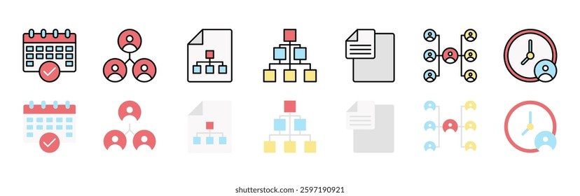 Planning and organization icon set isolated on white background vector illustration