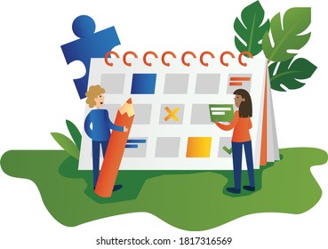 Planning and organization on a calendar