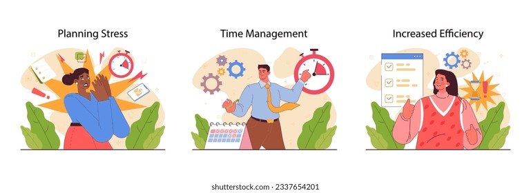 Planning and organization of tasks on board set. Character planning or checking task, appointment or assignment in a planner.