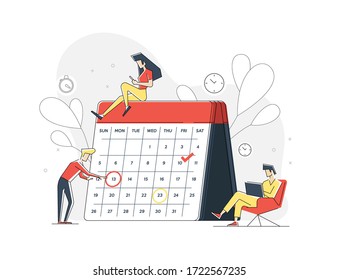Planning. Organization tasks. Successful execution of tasks from the to check list. Man with pen and clipboard. To do list concept. Completion tasks. Linear illustration flat design.