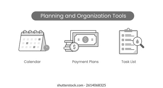 Planning and Organization Tools. Calendar, Task List, Payment Plans. Productivity