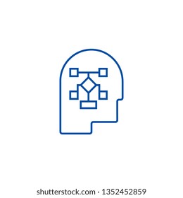 Planning process head line icon concept. Planning process head flat  vector symbol, sign, outline illustration.