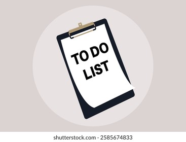 Planning for productivity with a well-organized to do list collage on a classic clip board, emphasizing the importance of task management in daily routines and organized living