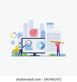Planning project schedule to achieve goals design concept vector illustration