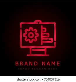 Planning red chromium metallic logo