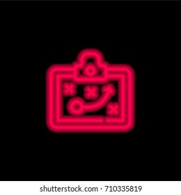 Planning red glowing neon ui ux icon. Glowing sign logo vector