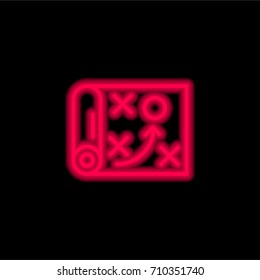 Planning red glowing neon ui ux icon. Glowing sign logo vector