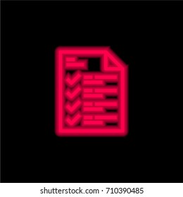 Planning red glowing neon ui ux icon. Glowing sign logo vector