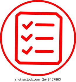 ícone de linha vermelha de planejamento dentro do círculo. Ícone de linha vermelha com o tema Produtividade UX UI dentro do círculo