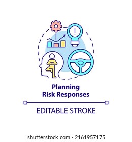 Planning risk responses concept icon. Risk management process abstract idea thin line illustration. Options development. Isolated outline drawing. Editable stroke. Arial, Myriad Pro-Bold fonts used