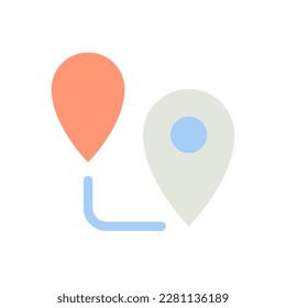 Planning route flat color ui icon. GPS navigation. Walking distance. Move from one location to another. Simple filled element for mobile app. Colorful solid pictogram. Vector isolated RGB illustration