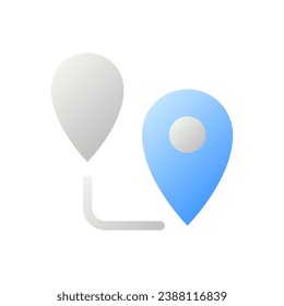 Icono Ui de dos colores del gradiente plano de ruta de planeación. Navegación GPS. A pie. Mudándose a la ubicación. Pictograma simple relleno. GUI, diseño UX para aplicaciones móviles. Ilustración RGB aislada por vectores