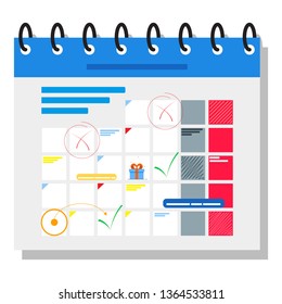 Planning schedule concept banner with characters. Can use for web banner, infographics. Flat isometric vector illustration isolated on white background.