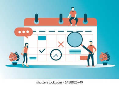 
Planning schedule concept banner with characters. Can use for web banner, infographics, hero images. Flat  illustration.