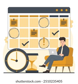 Conceito de programação de planejamento Conceito de gerenciamento de tempo Ilustração vetorial em estilo de design plano 