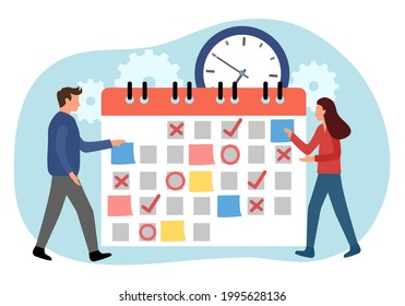 Planning schedule concept vector illustration. Time management. Check schedule and appointment in job calendar.