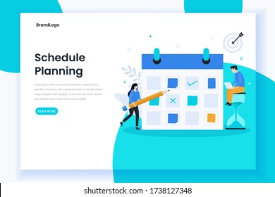 Planning Schedule landing page illustration concept. Modern flat design for websites, landing pages, mobile applications, posters and banners