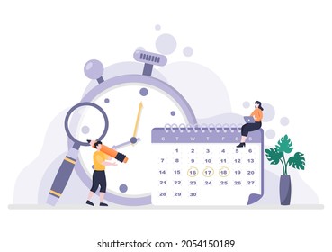 Planning Schedule or Time Management with Calendar Business Meeting, Activities and Events Organizing Process Office Working. Background Vector Illustration 