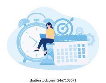 planning schedule or time management with calendar business activities trending concept  flat illustration