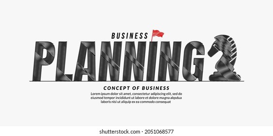 Planning scribble text design background, business target lettering typography concept, Business motivation quote