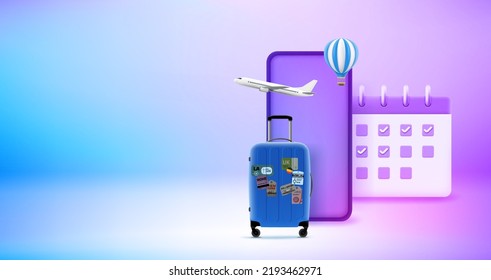 Planning season vacation concept. Vector 3d banner with copy space

