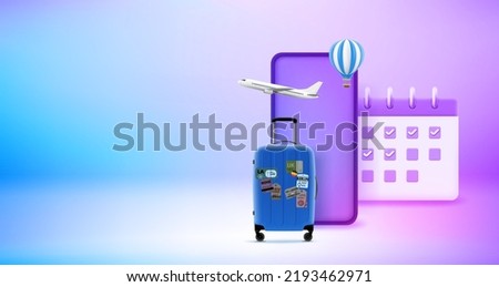 Planning season vacation concept. Vector 3d banner with copy space

