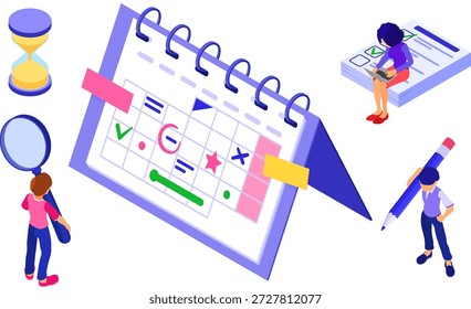 Planificación de la gestión y planificación del tiempo con tiempo de entrega infografía isométrica Ilustración vectorial de negocios
